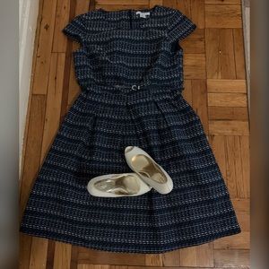 Liz Claiborne blue and white dress
